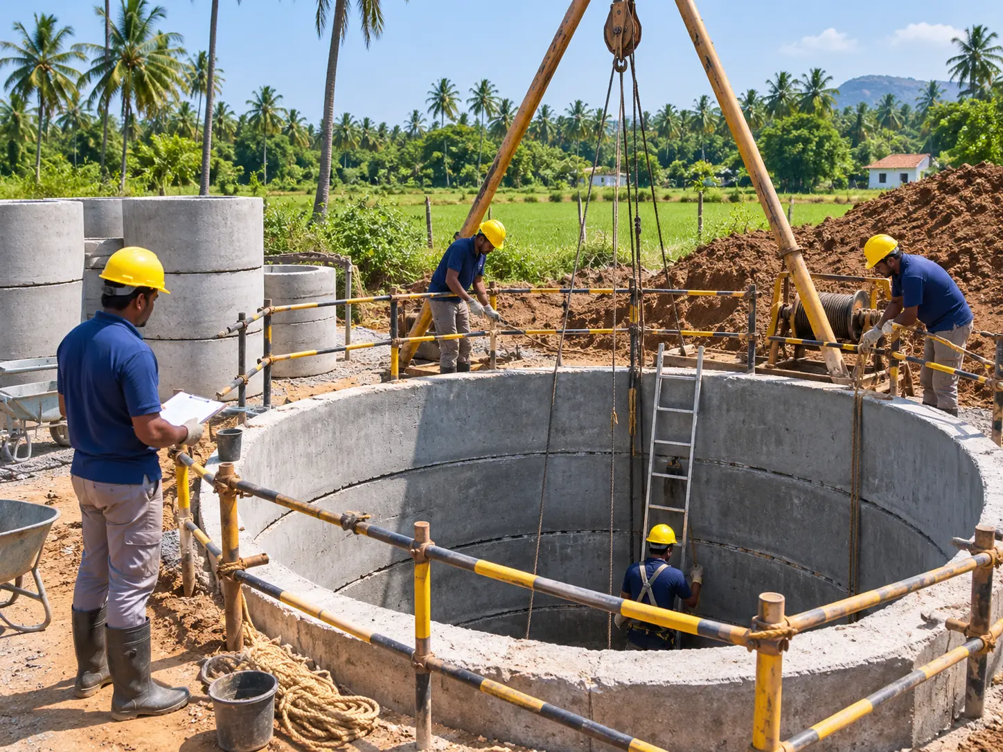 Crew completing an open well safely and on schedule with protective shoring