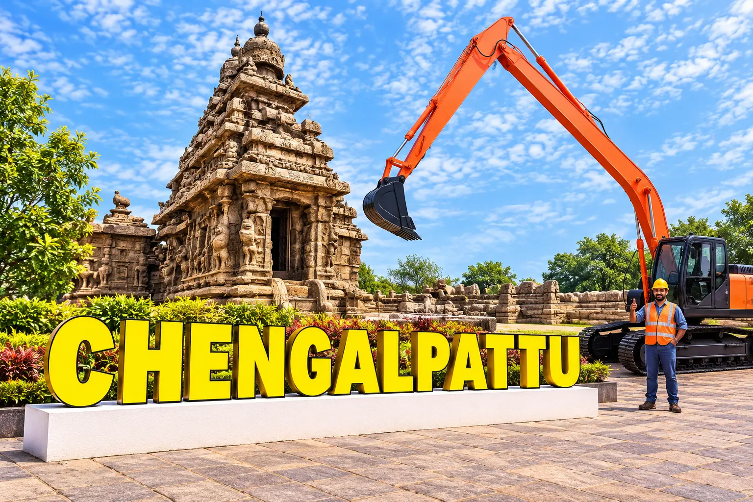 Open well contractors with excavator in Chengalpattu, Tamil Nadu