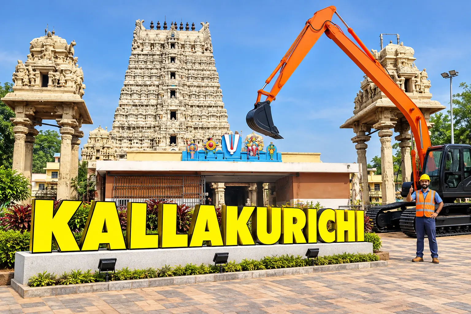 Open well contractors with excavator in Kallakurichi, Tamil Nadu