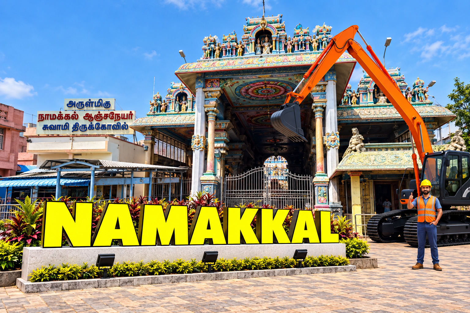 Open well contractors with excavator in Namakkal, Tamil Nadu
