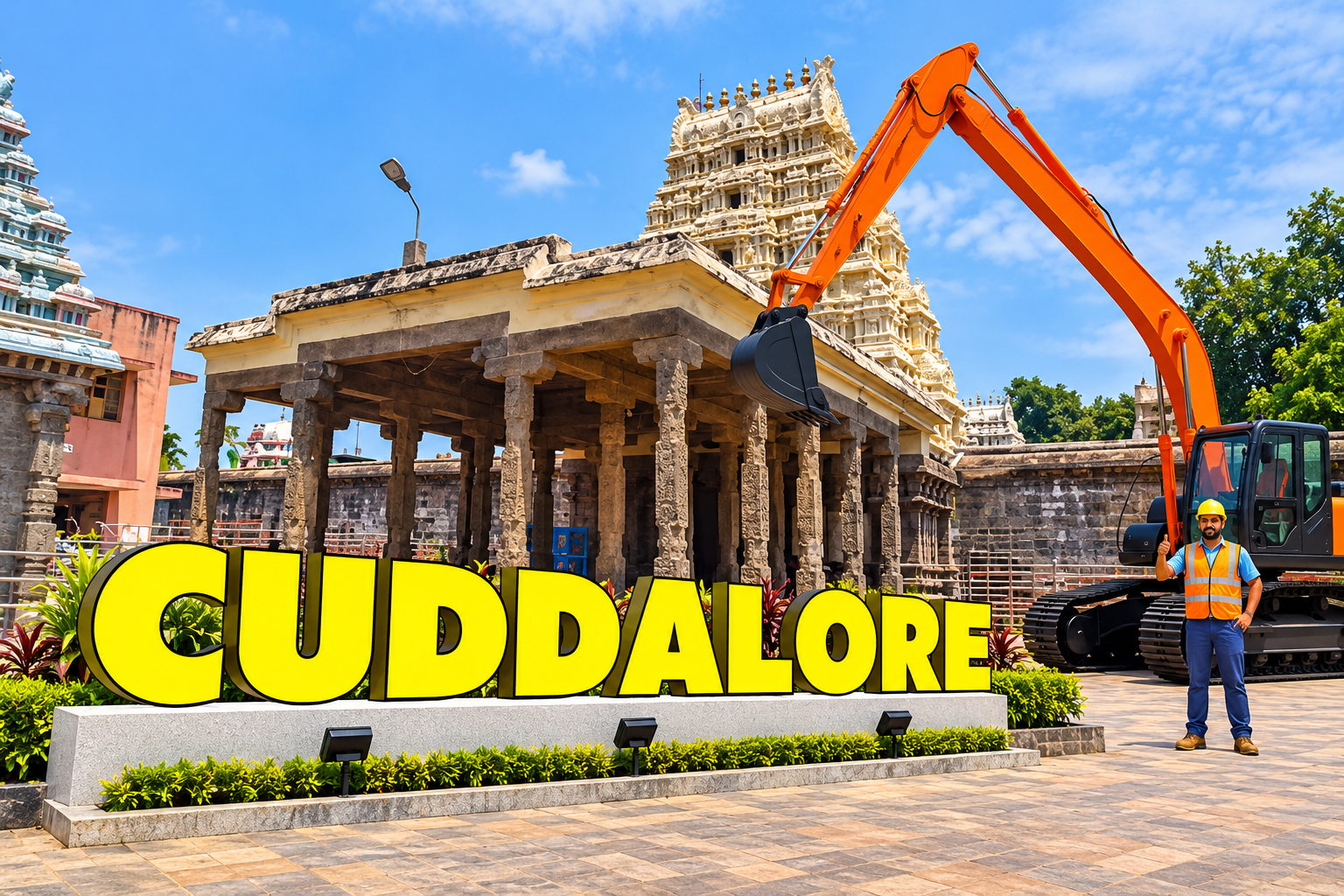 Open well contractors with excavator in Cuddalore, Tamil Nadu