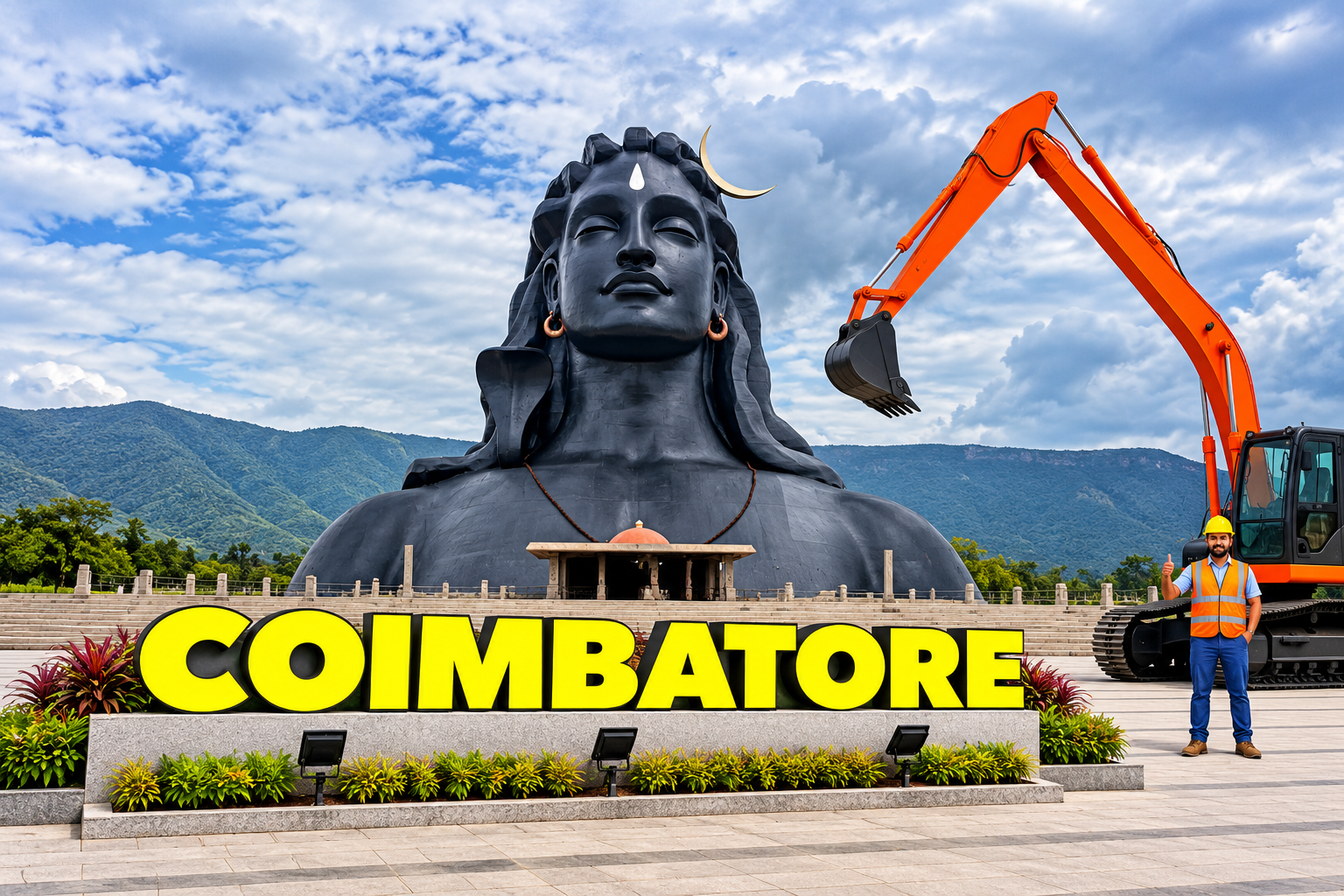 Open well contractors with excavator in Coimbatore, Tamil Nadu